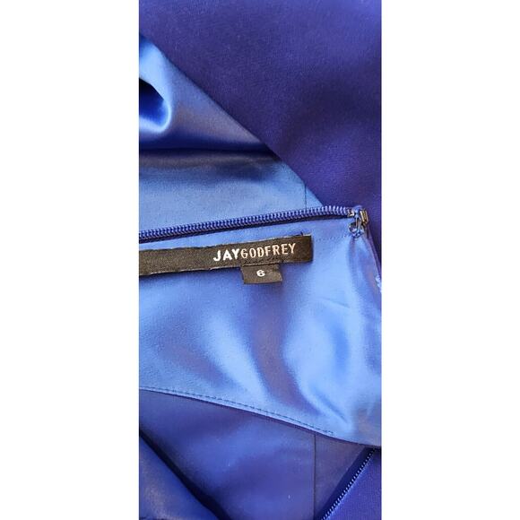 JAY GODFREY Viola Dress Cobalt Blue Cutout Back Cocktail Holiday Mini Dress Sz 6 - Picture 4 of 5